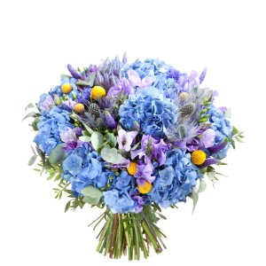 Цветочный микс с синей гортензией 