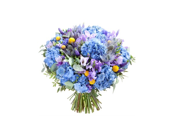 Цветочный микс с синей гортензией 