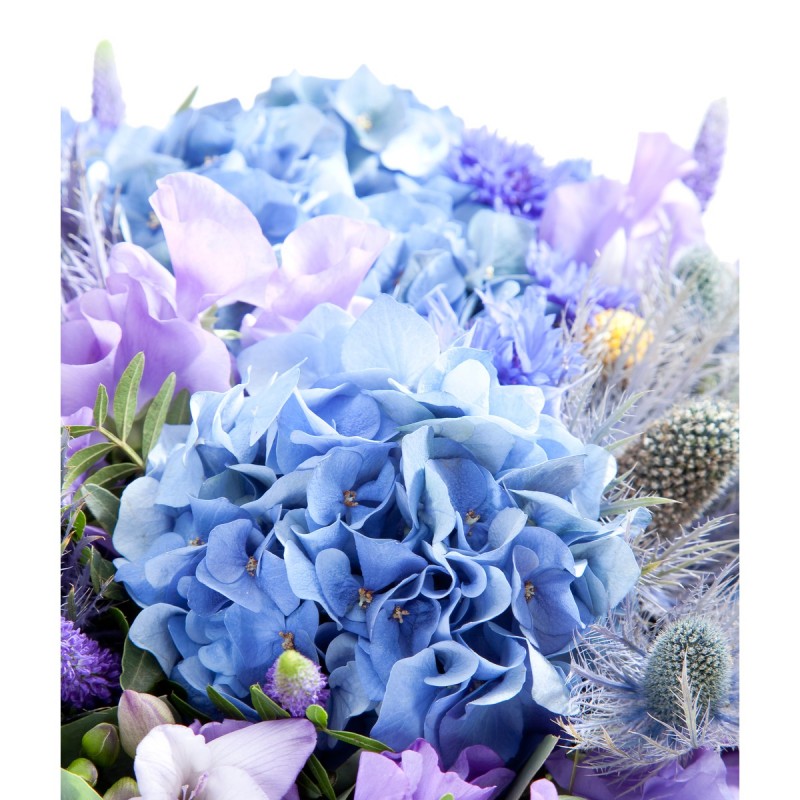 Цветочный микс с синей гортензией 