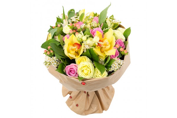 Цветочный микс с орхидеями