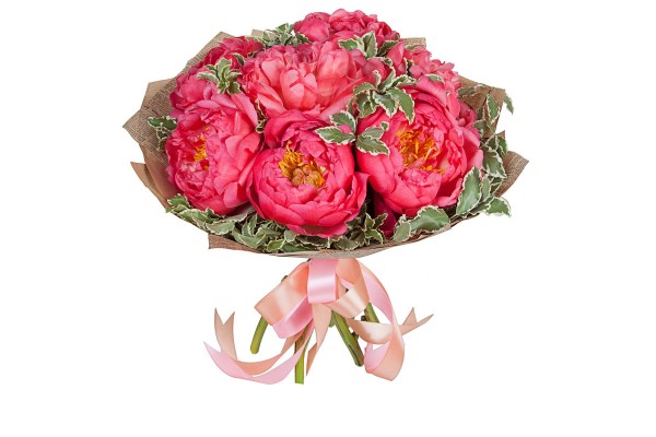 Букет из красных пионов