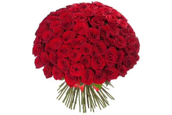 Круглый букет из красных роз