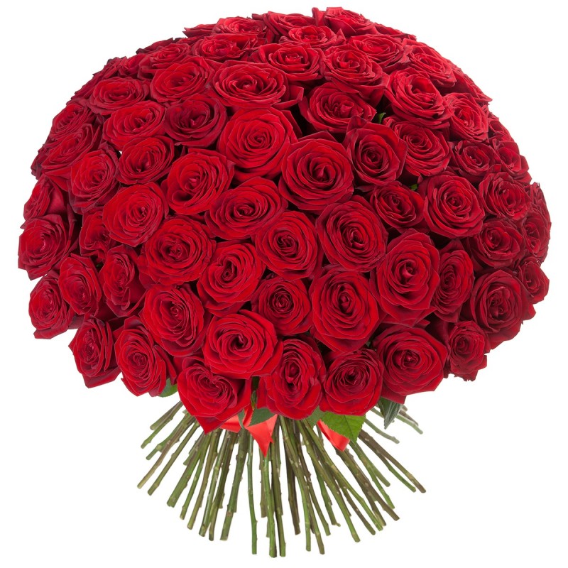 Круглый букет из красных роз