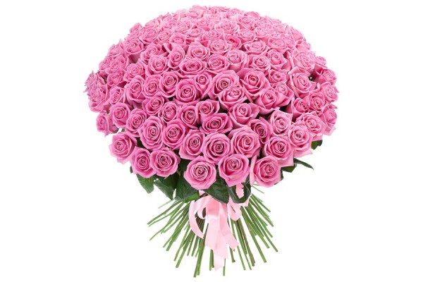 Круглый букет из розовых роз