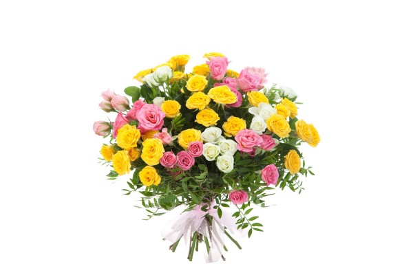Букет из разноцветных кустовых роз “Спрей”