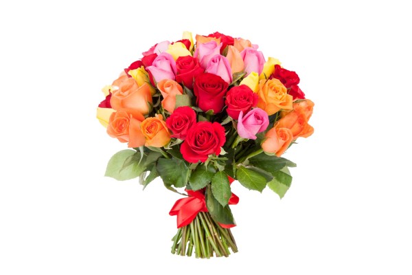 Букет из разноцветных роз 