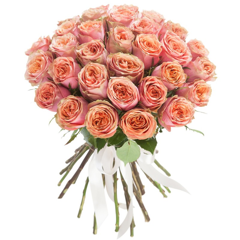 Букет из персиковых роз “Вайлд Лук”