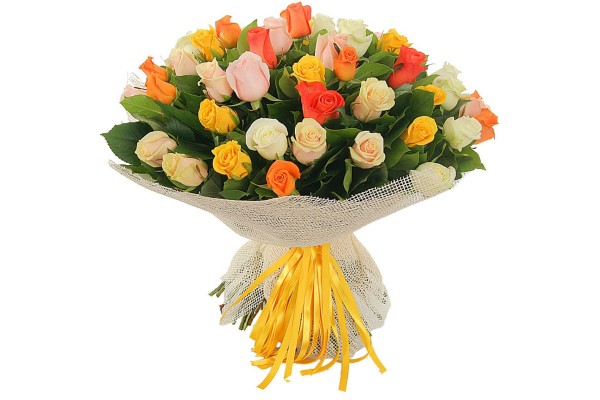Букет из разноцветных роз
