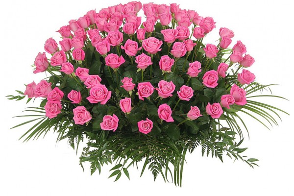 Цветочная композиция из розовых роз 