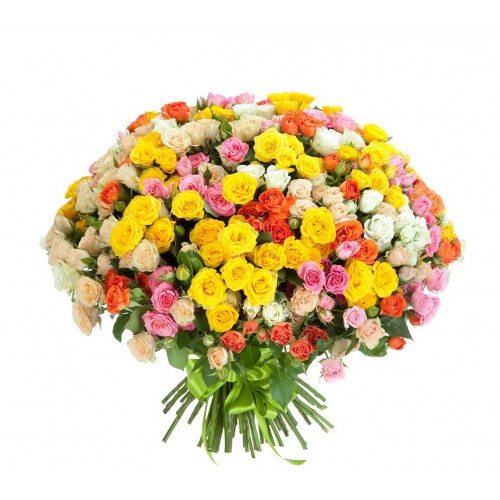 Букет из разноцветных кустовых роз “Спрей”
