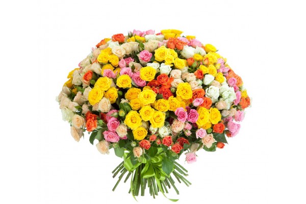 Букет из разноцветных кустовых роз “Спрей”
