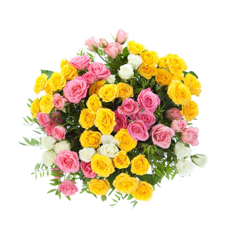 Букет из разноцветных кустовых роз “Спрей”