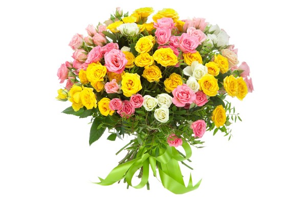 Букет из разноцветных кустовых роз “Спрей”