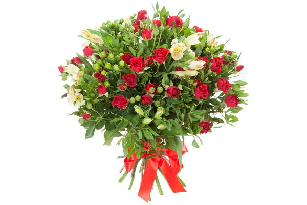 Букет из красных кустовых роз - “Спрей”