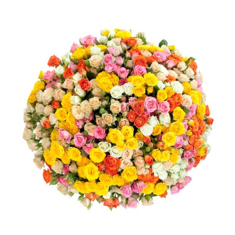 Букет из разноцветных кустовых роз “Спрей”
