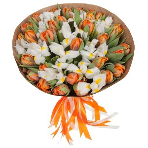 Букет из тюльпанов и ирис