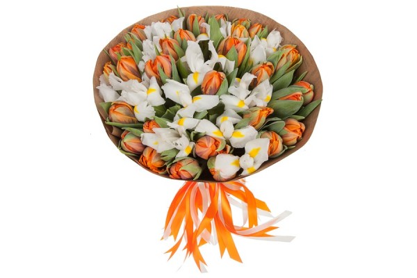 Букет из тюльпанов и ирис